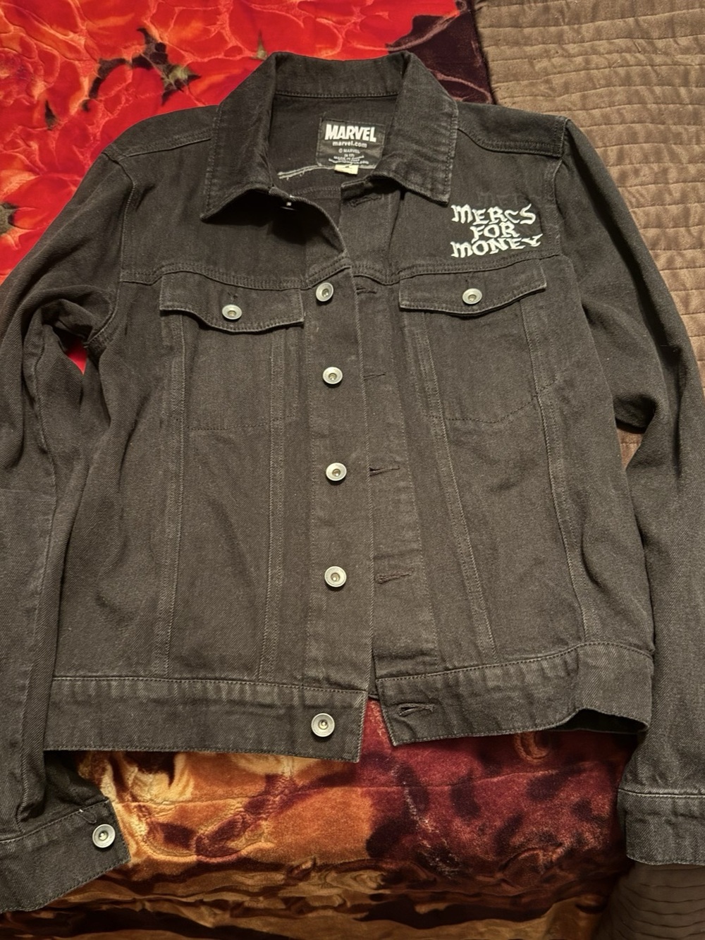Marvel Deadpool Corps Mercs For Money Black Denim Jacket